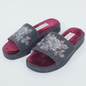 Vintage Y2K Dolce&Gabbana sandals shoes 38 / 8 slides flats 90s gray wool velvet